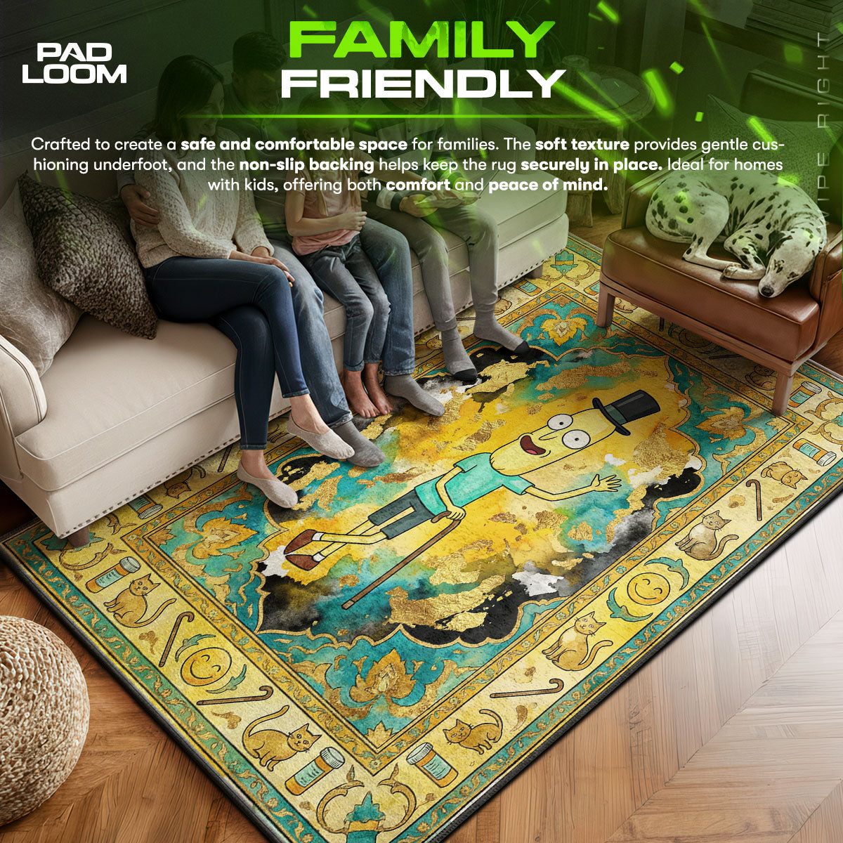 Area character design printed on rug