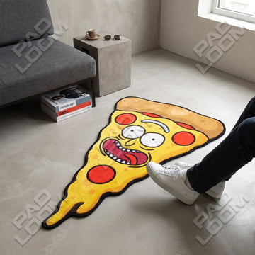 Rick Pizza shaped area rug, die-cut cartoon rug