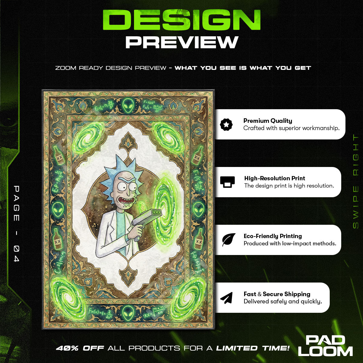 Rick Portal Gun Rick Morty Cartoon Area rug — main product view
