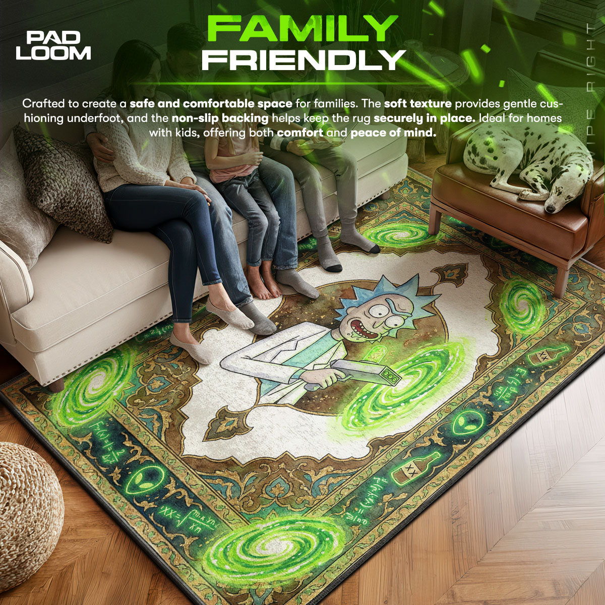 Area character design printed on rug