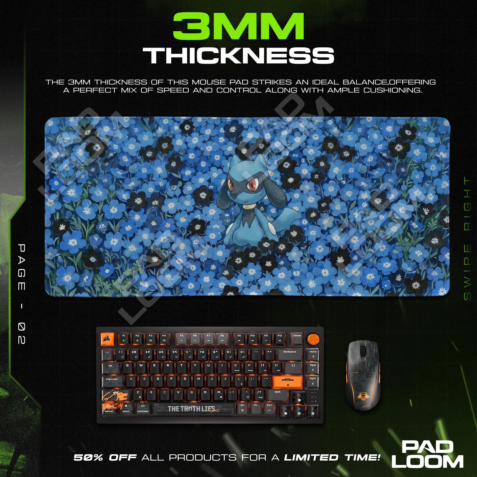 Riolu Indigo Bloom Mouse Pad - Pokémon Desk Mat