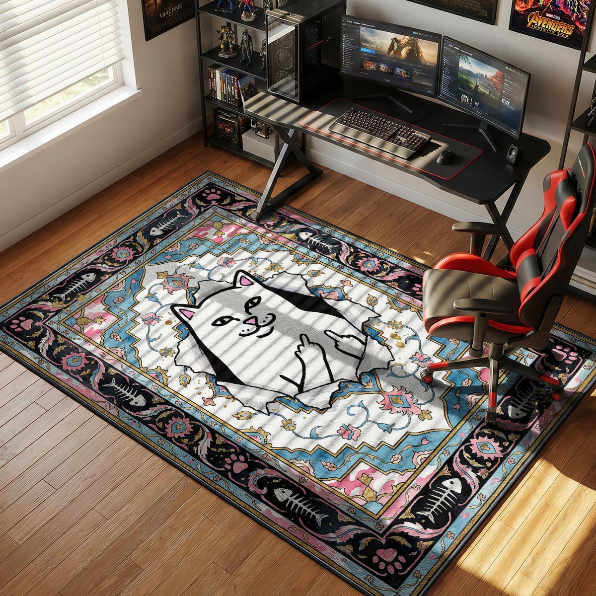 Ripndip Lord Nermal Middle Finger Streetwear Floor rug — main product view