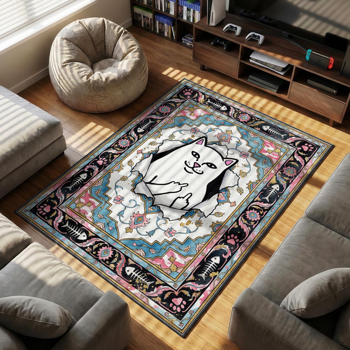 Ripndip Lord themed area rug for home decor fans