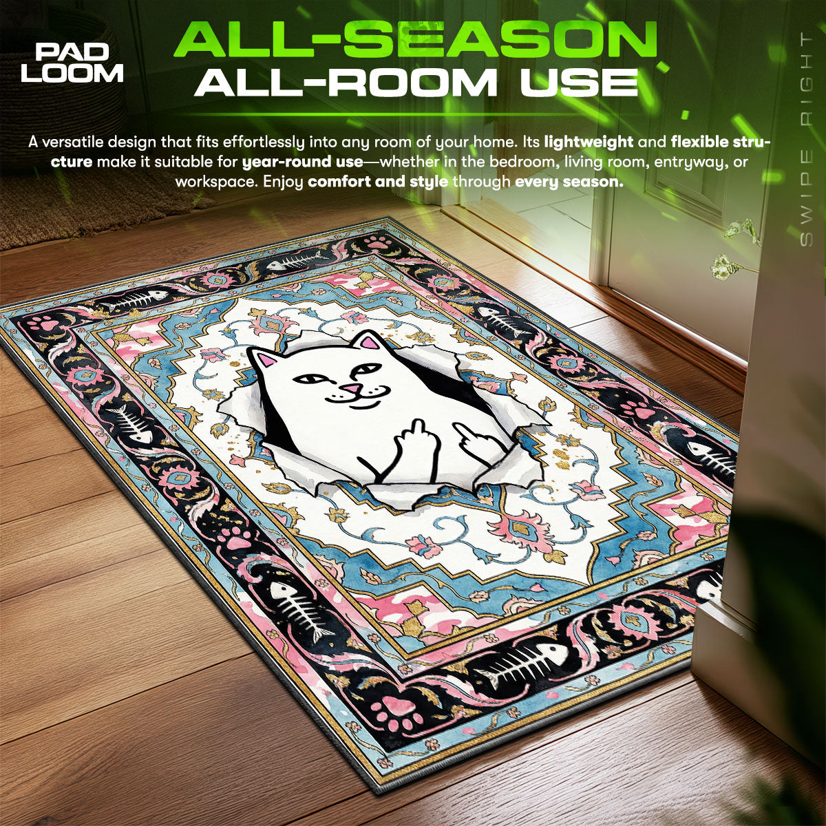 Ripndip Lord Nermal Middle Finger Streetwear Floor fan rug — premium quality print