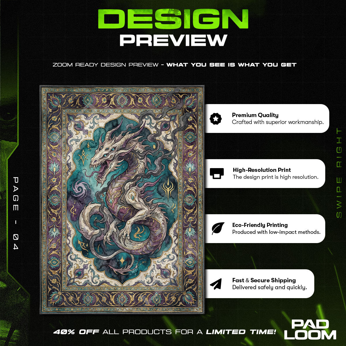 Riven Wish Dragon Rug - Destiny 2 Chair Mat