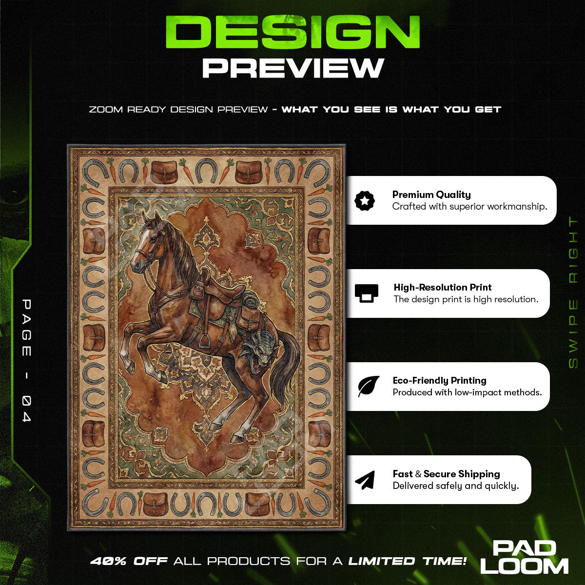 Chair character design printed on rug