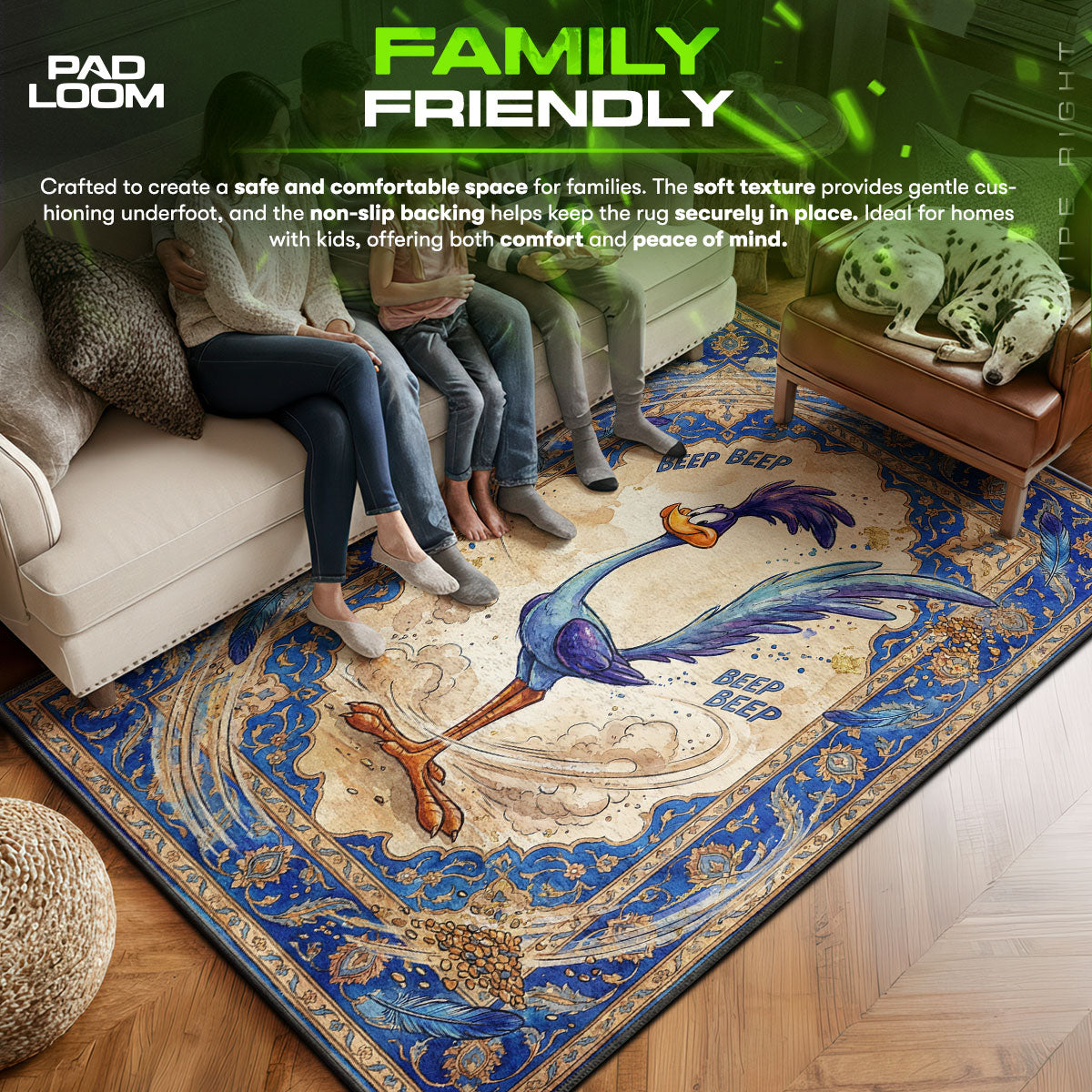 Road area rug showing full home decor artwork