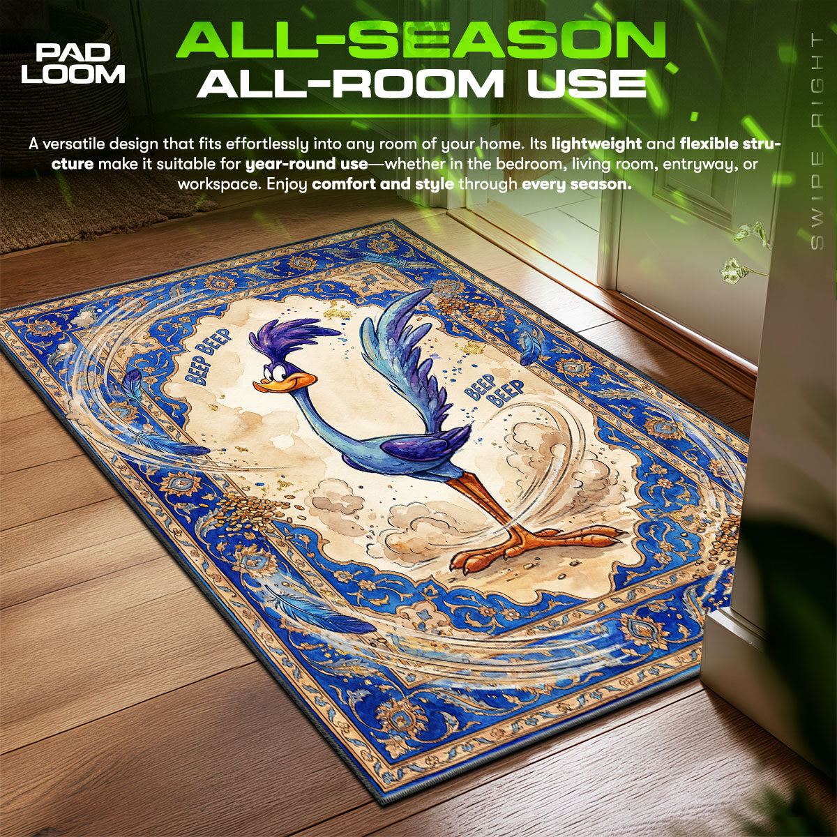 Road Runner Beep Beep Kids Floor fan rug — premium quality print