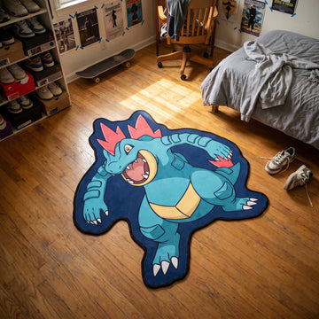 Roaring Feraligatr Rug - Shaped Anime Area Rug