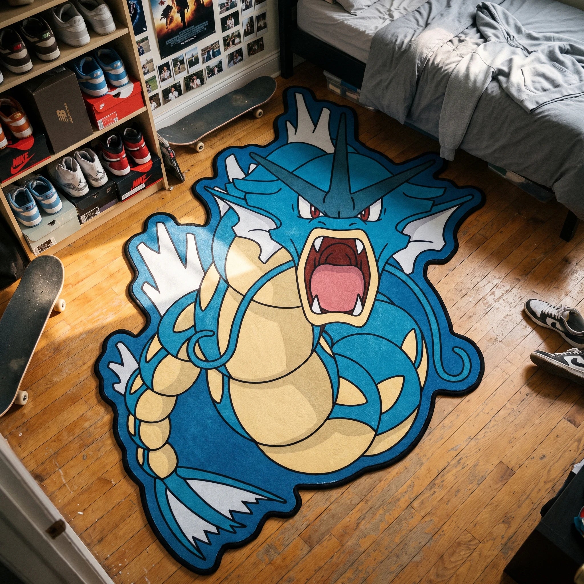 Roaring Gyarados Rug - Shaped Anime Area Rug