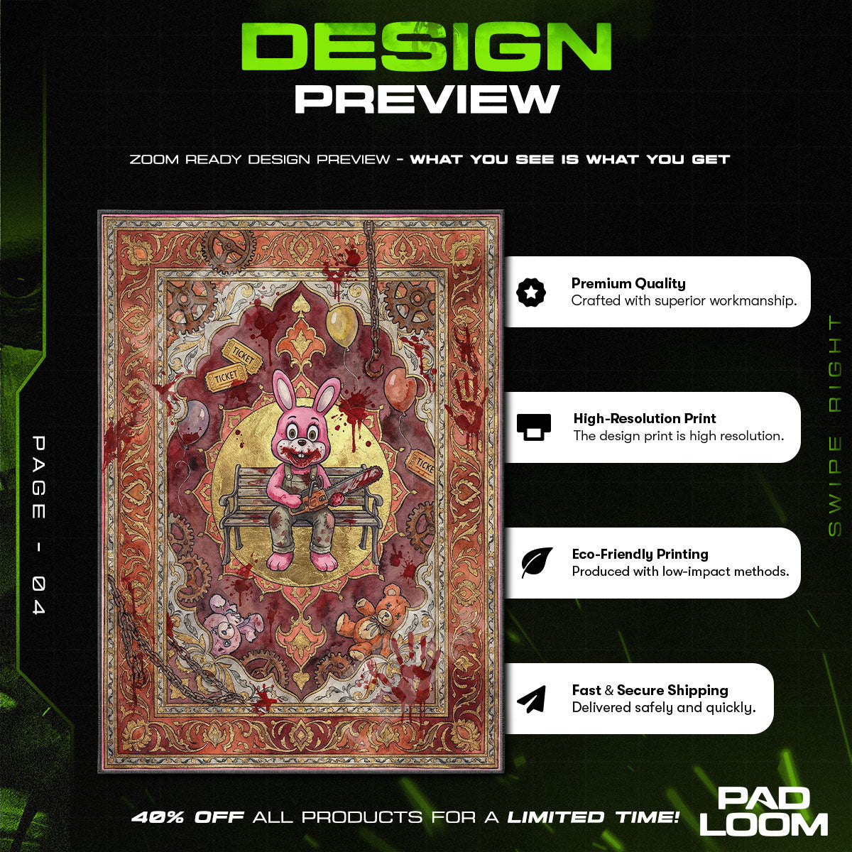 Chair character design printed on rug