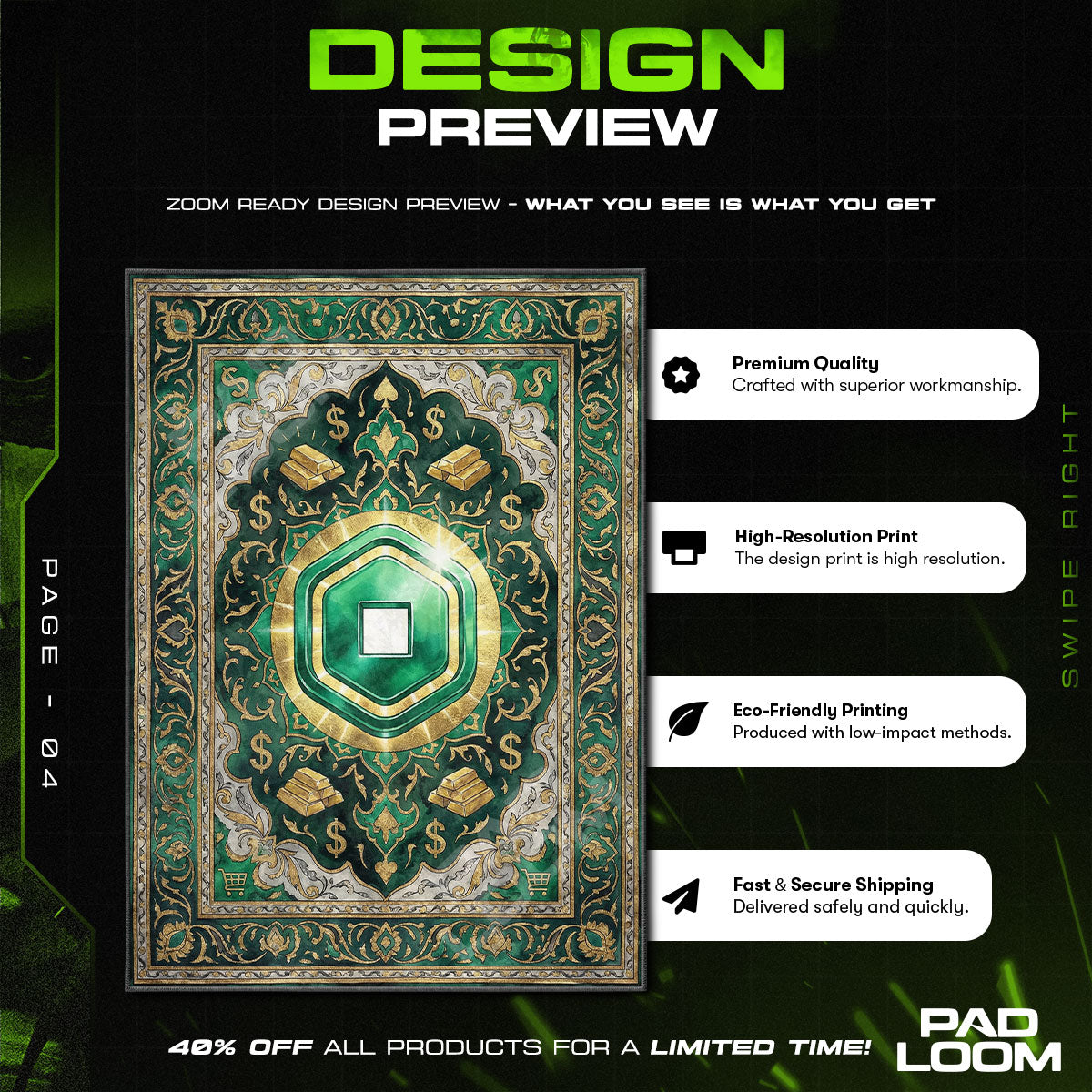 Robux Tycoon Wealth Rug - Roblox Chair Mat