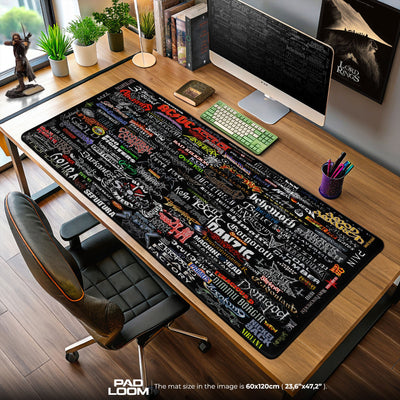 Rock Band Logos Mouse Pad, Heavy Metal Gamer Desk Mat