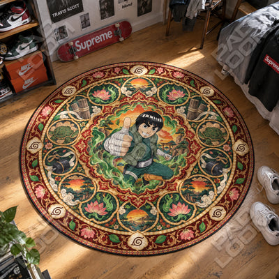 Rock Lee Emerald Round Rug - Naruto Chair Mat