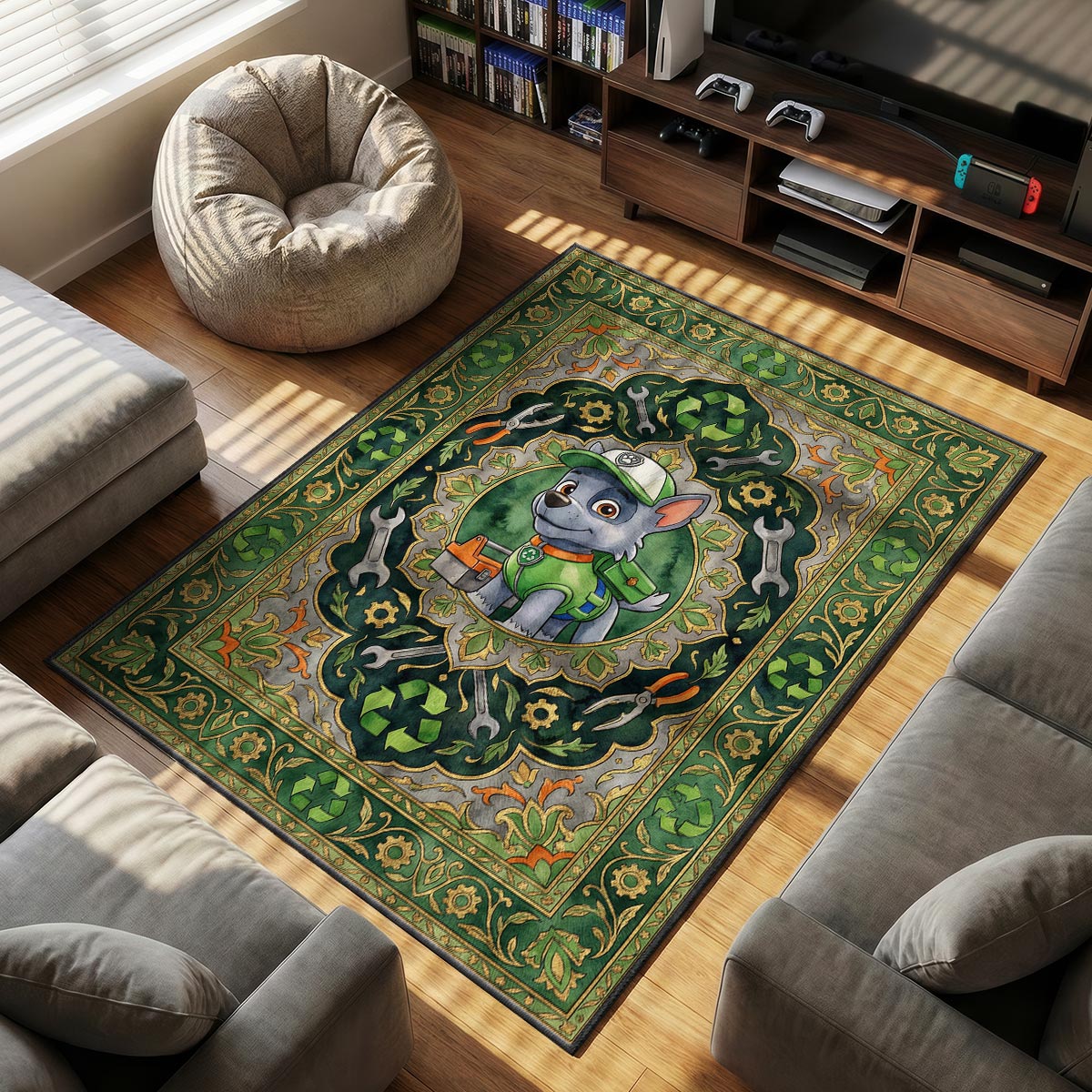 Rocky Eco themed area rug for home decor fans