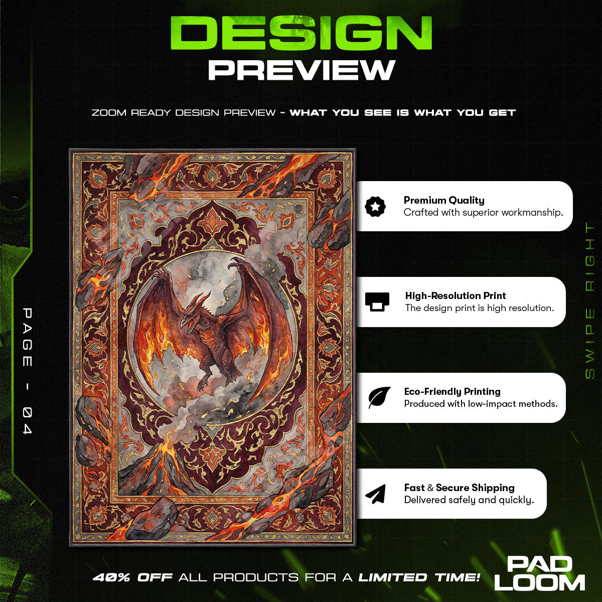 Room character design printed on rug