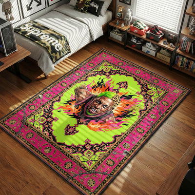Rodman Neon Flames Baroque Rug - Hypebeast Floor Mat