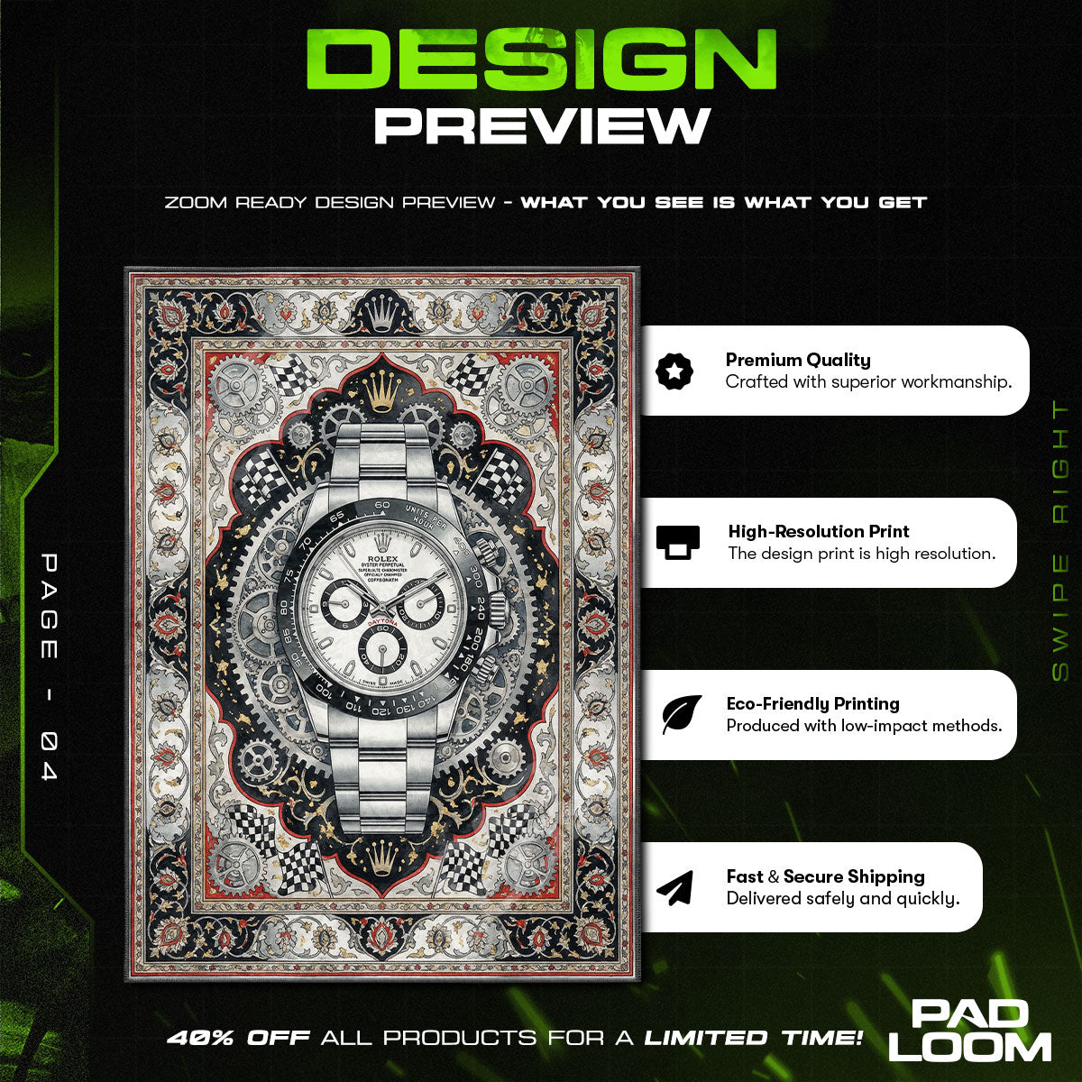 Floor character design printed on rug