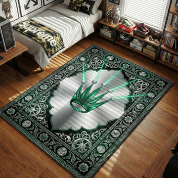 Rolex crown weed cannabis leaves watch gears silver green hypebeast area rug