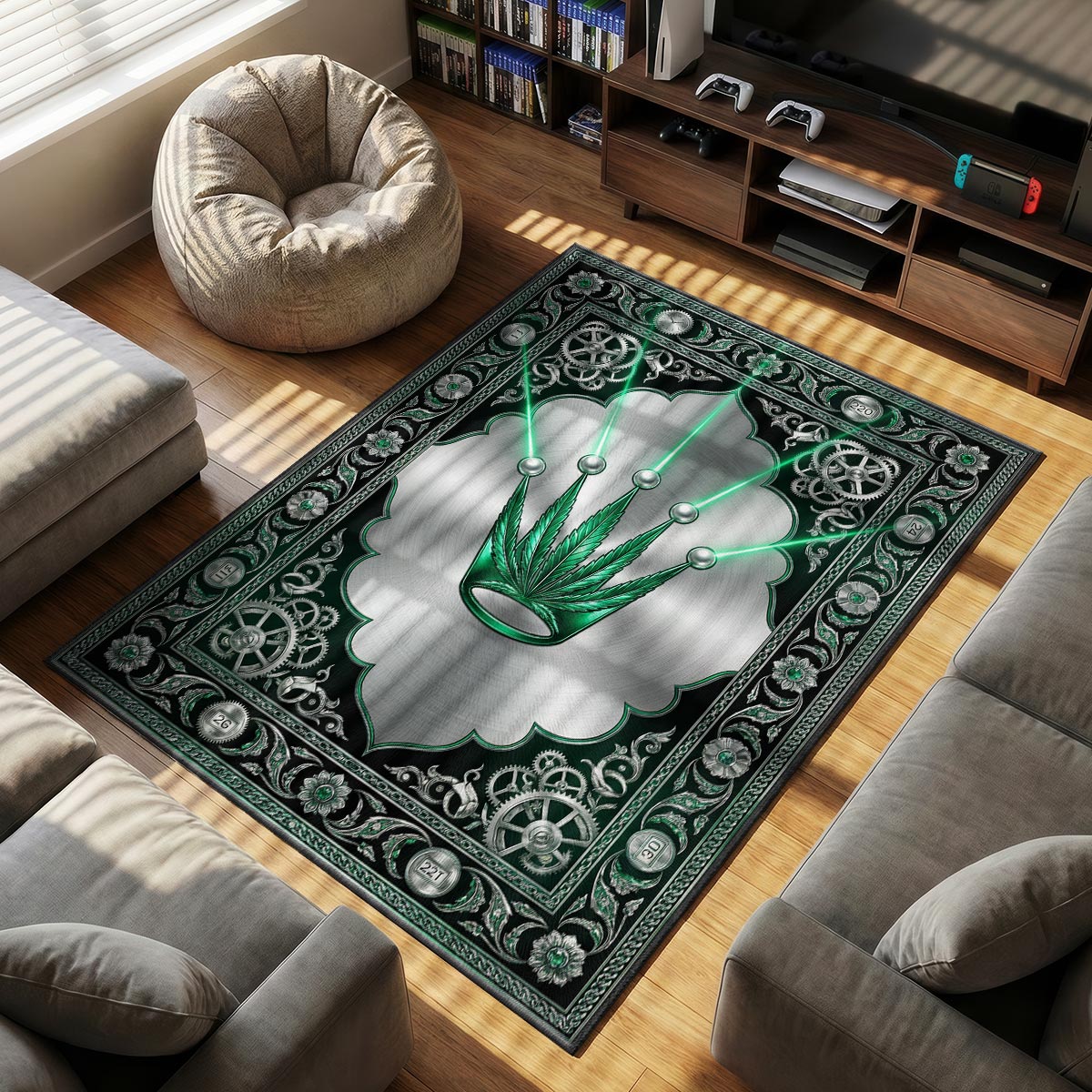 Rolex Weed themed area rug for home decor fans