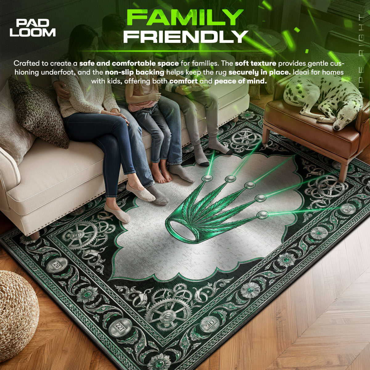 Rolex area rug showing full home decor artwork