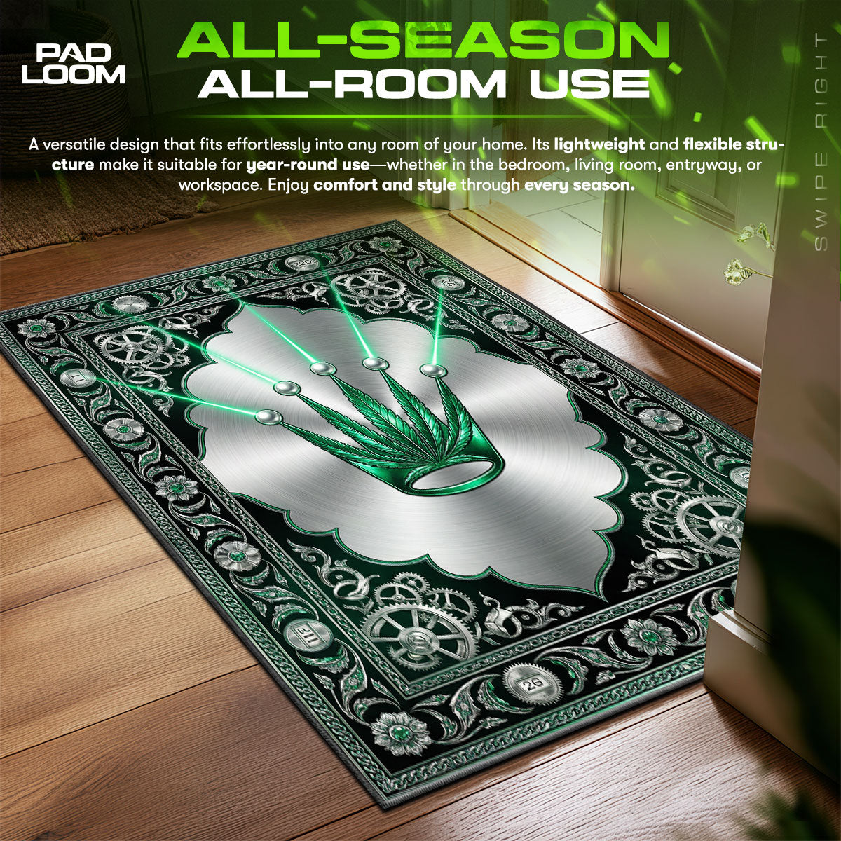 Rolex Weed Crown Streetwear fan rug — premium quality print