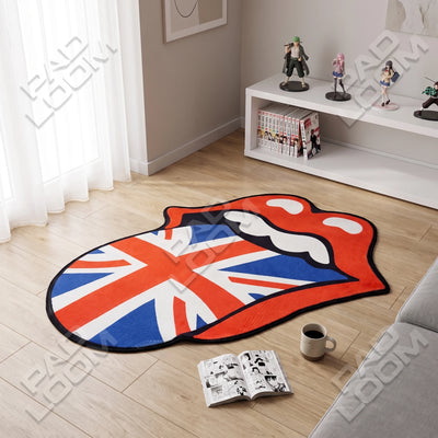 Rolling Stones Rug - Shaped Man Cave Area Rug