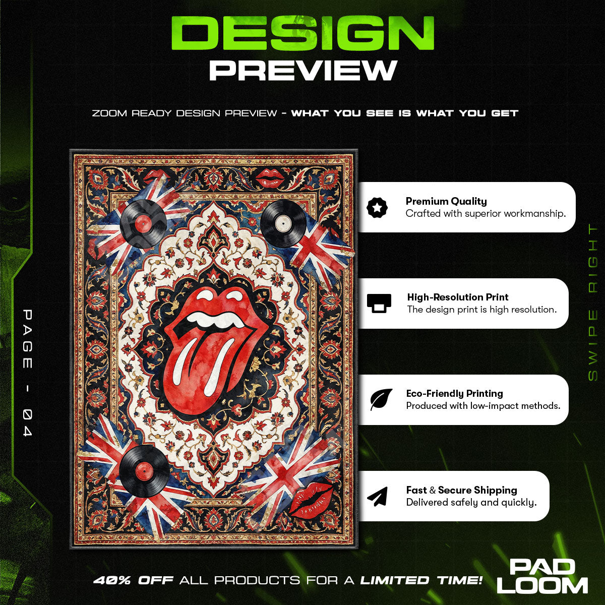 Rolling Stones Tongue Rock & Roll Area rug — main product view