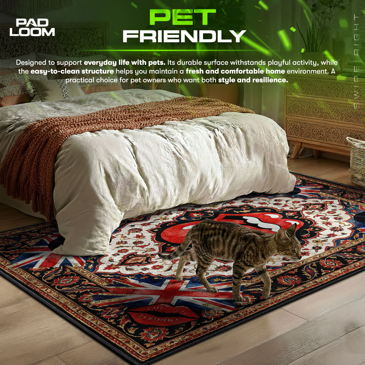 Rolling Stones themed area rug for home decor fans