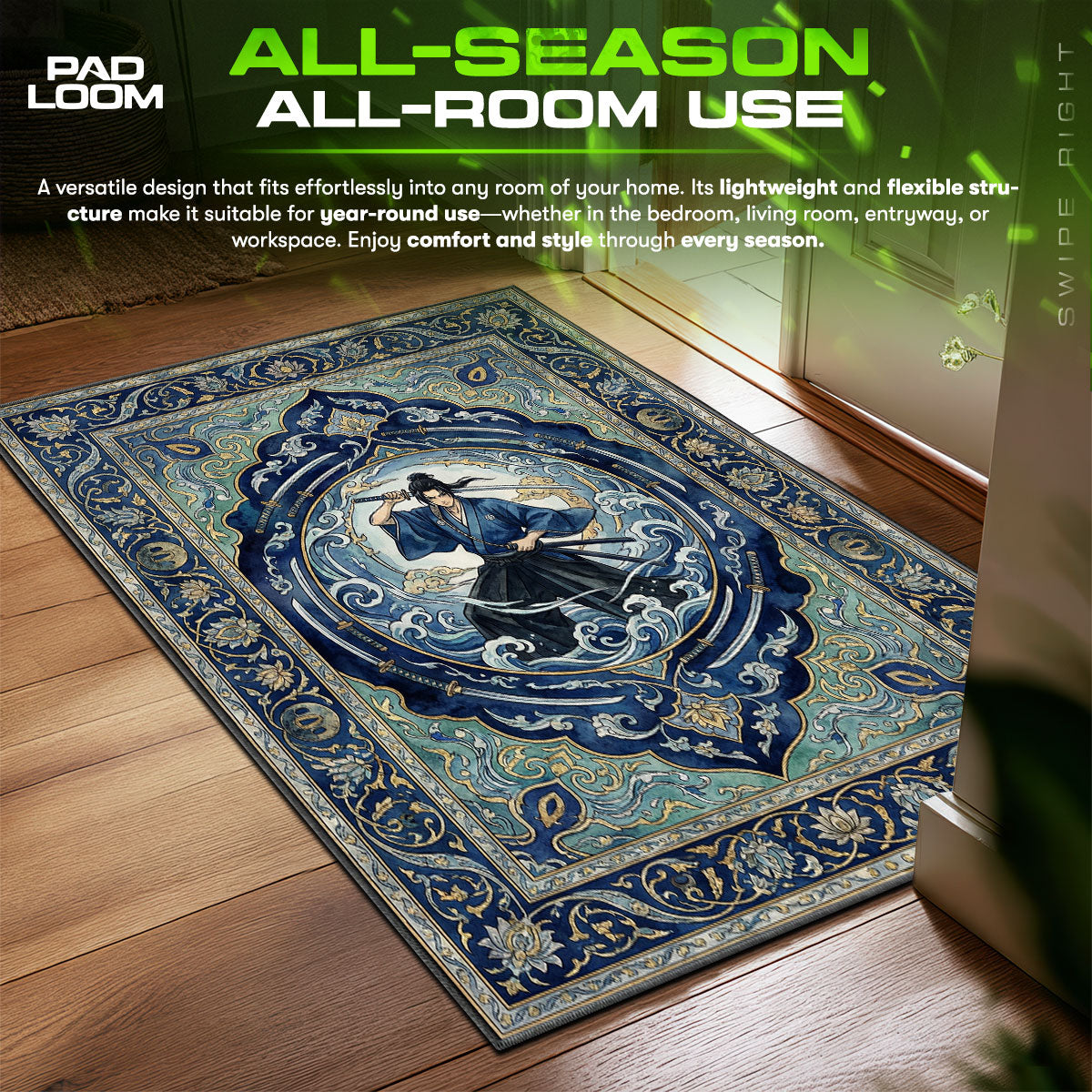 Ronin Ocean Stance Samurai Champloo Chair fan rug — premium quality print