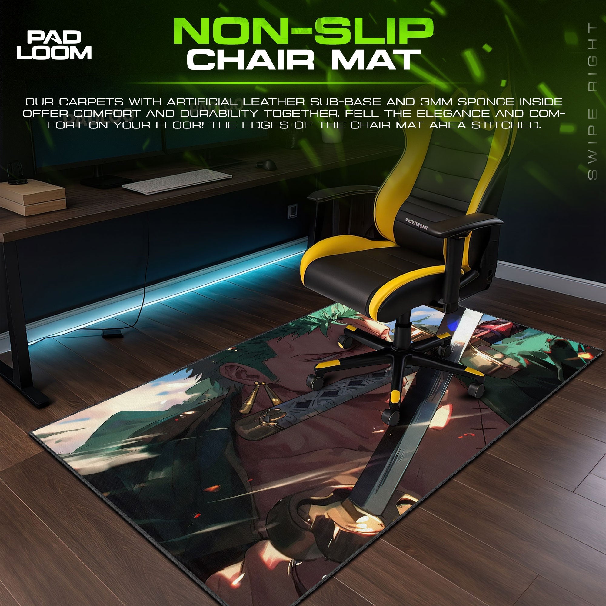 Roronoa Zoro Mouse Pad - Blade Focus Anime Desk Mat Padloom