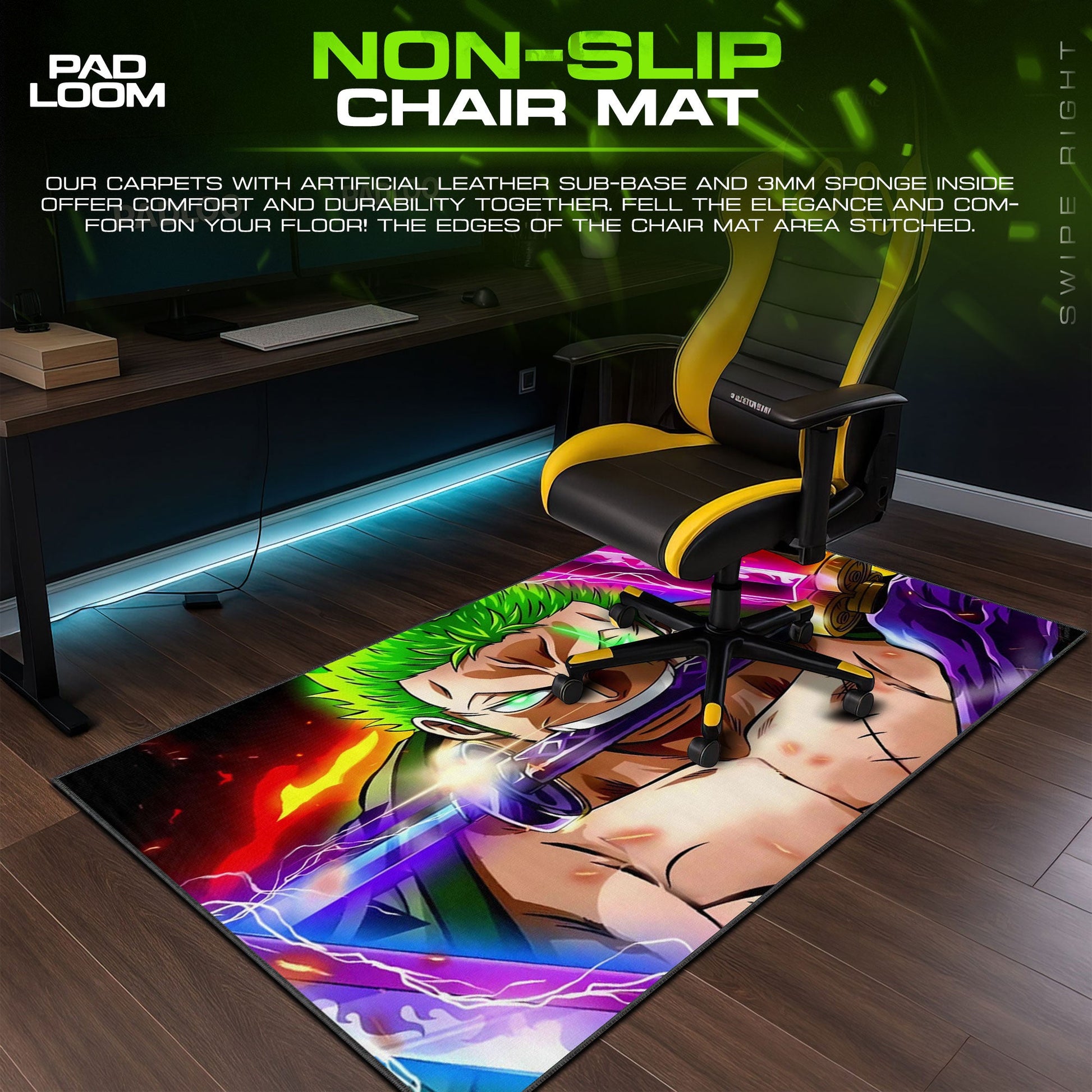 Roronoa Zoro Mouse Pad - Straw Hat Duo Anime Desk Mat Padloom