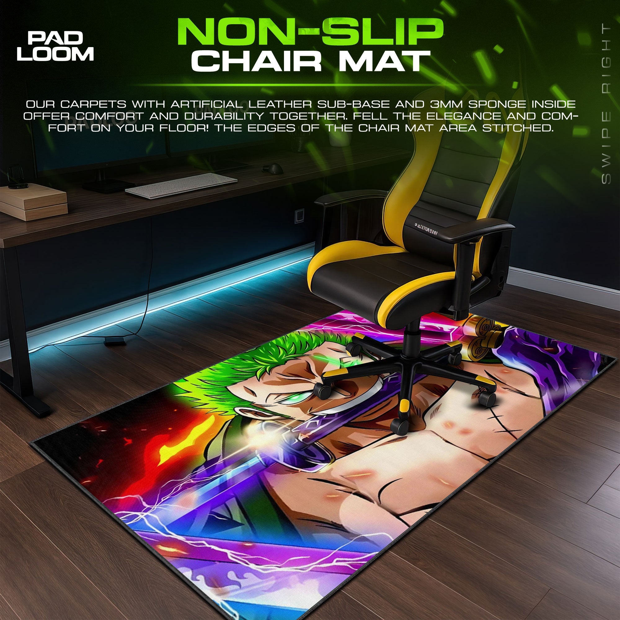 Roronoa Zoro Mouse Pad - Straw Hat Duo Anime Desk Mat Padloom