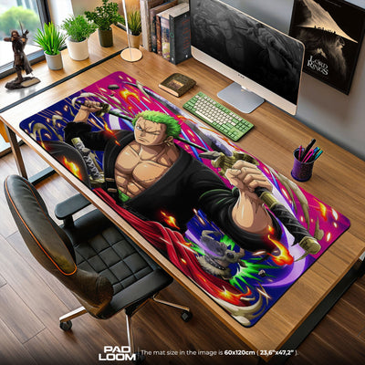 Roronoa Zoro Mouse Pad - Flame Duel Anime Desk Mat