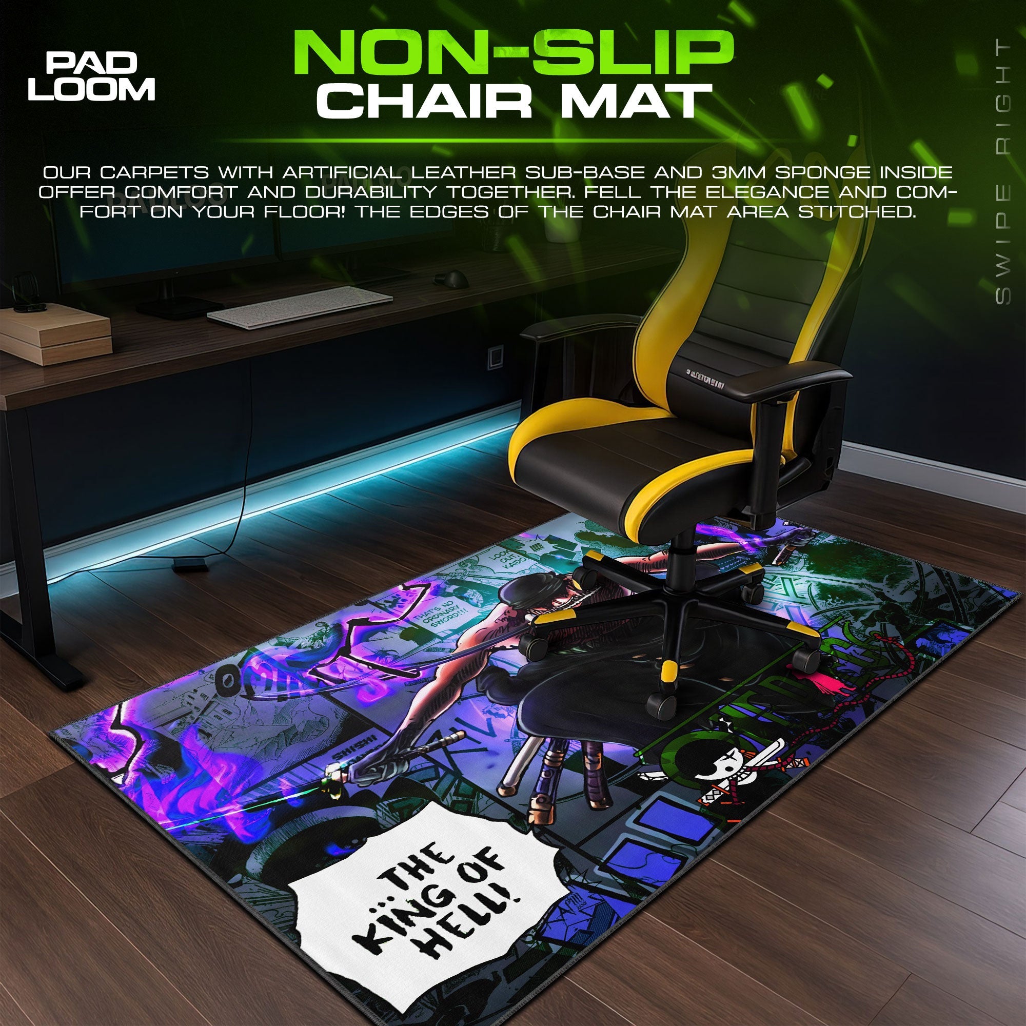 Roronoa Zoro Mouse Pad - King of Hell Anime Desk Mat Padloom