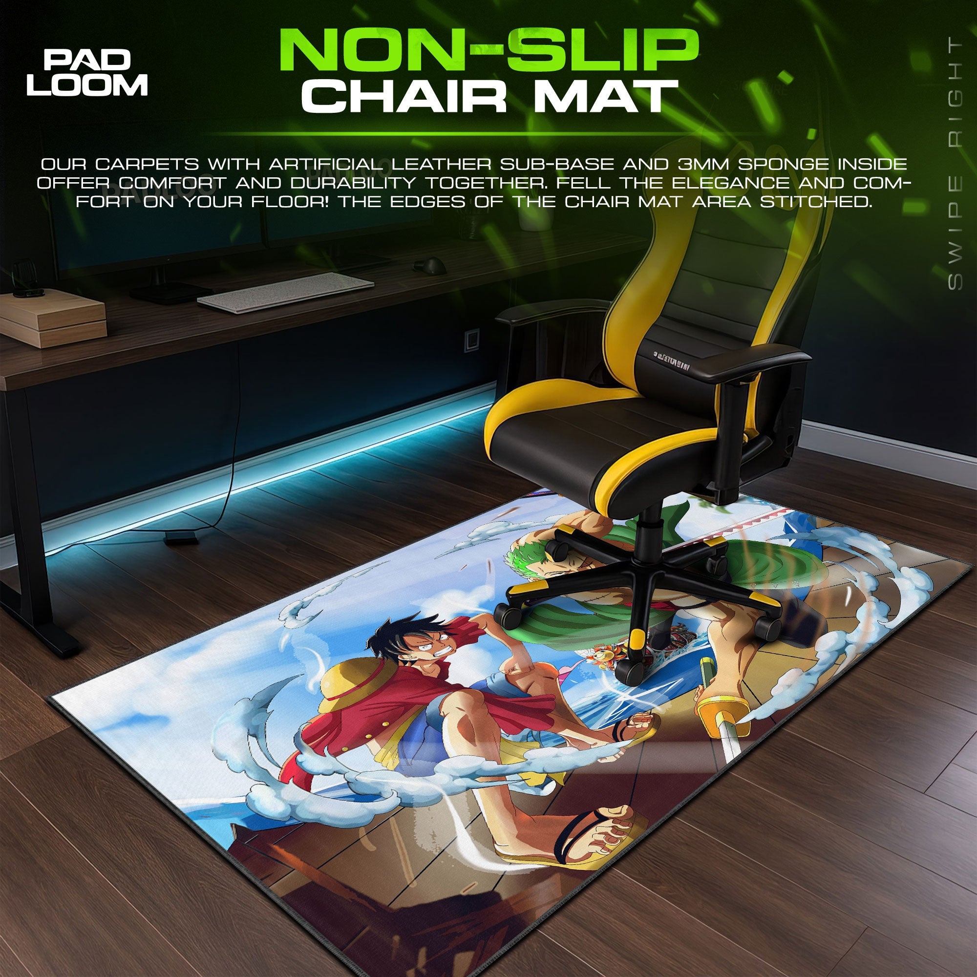 Roronoa Zoro Mouse Pad - Straw Hat Duo Anime Desk Mat Padloom