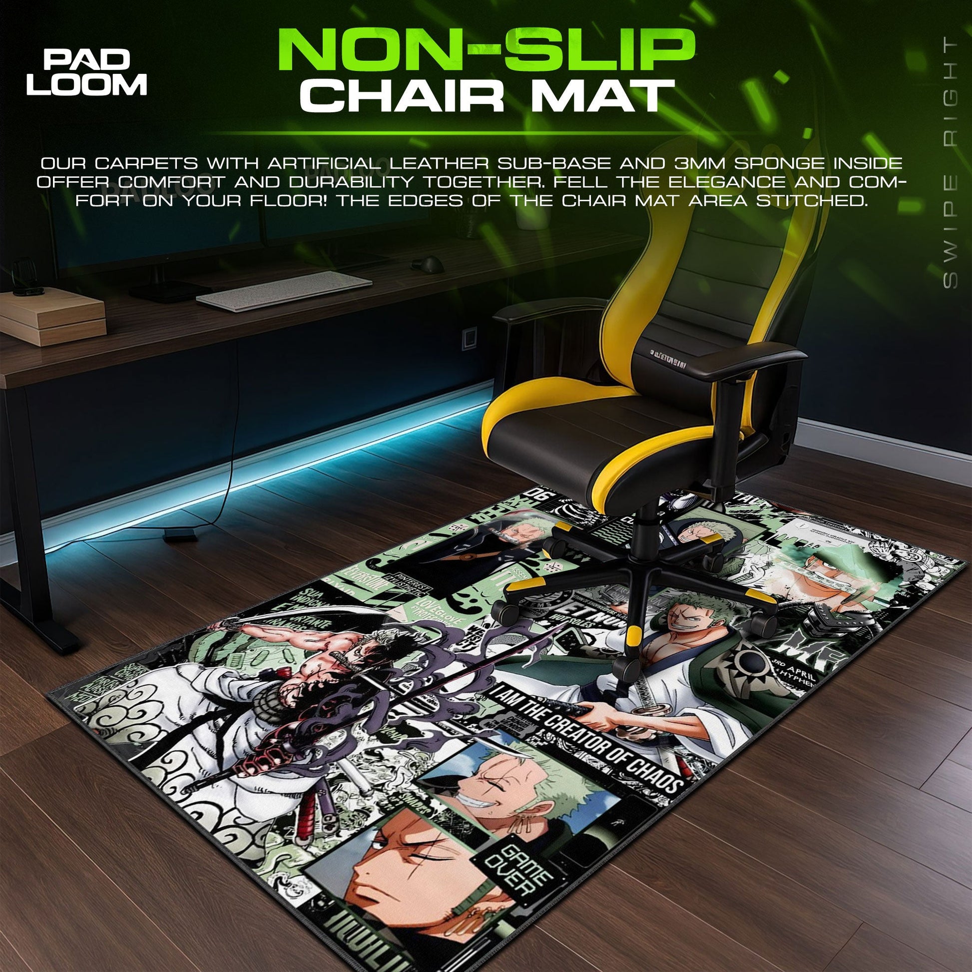 Roronoa Zoro Mouse Pad - Blade Focus Anime Desk Mat Padloom