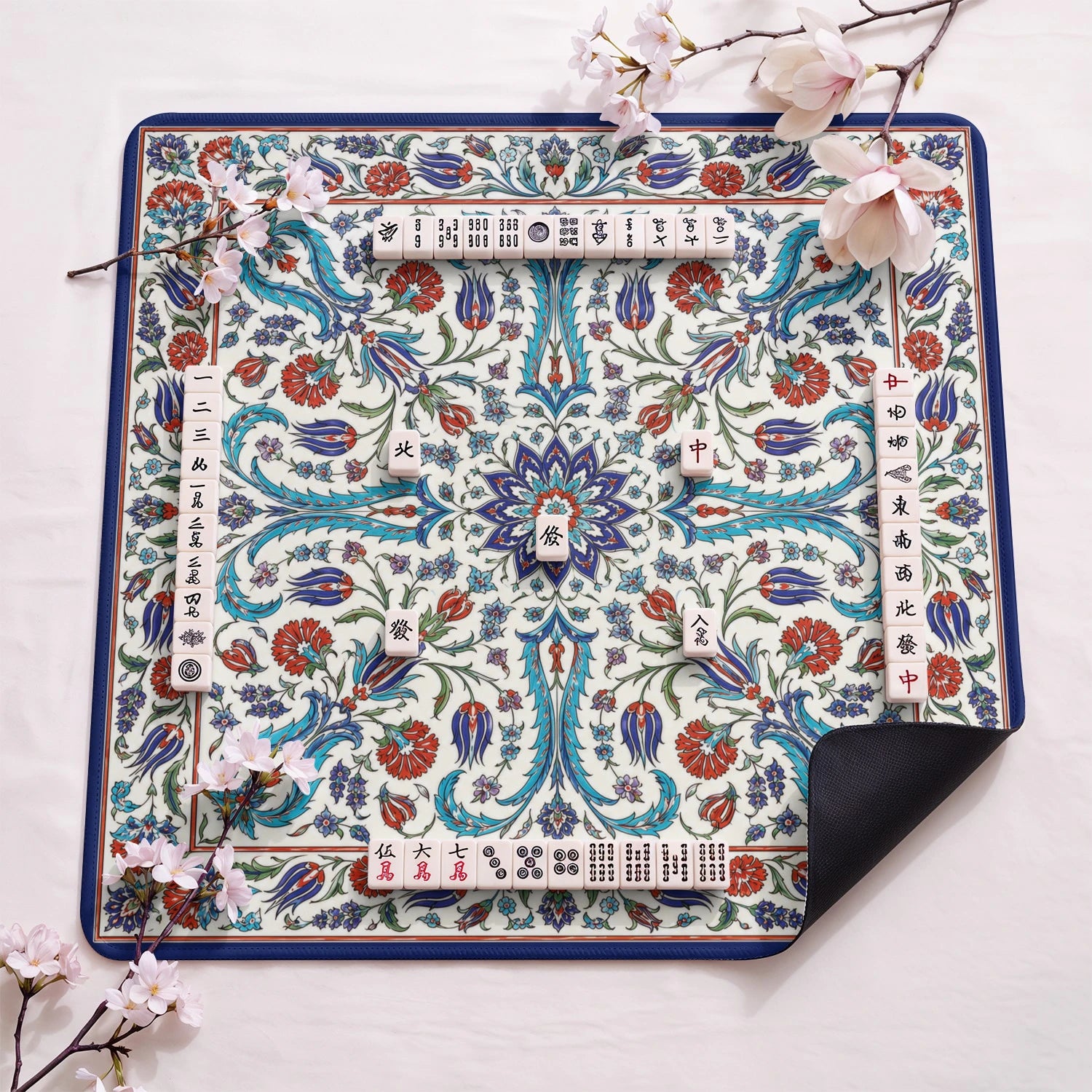Rose Marble Mahjong Mat - Mah Jongg Table Mat