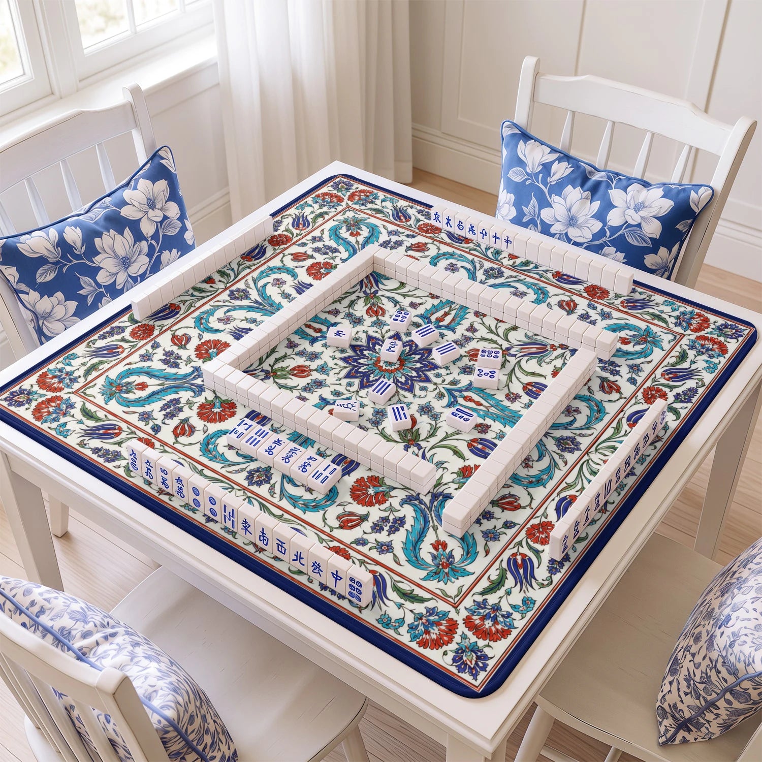 Rose Marble Mahjong Mat - Mah Jongg Table Mat