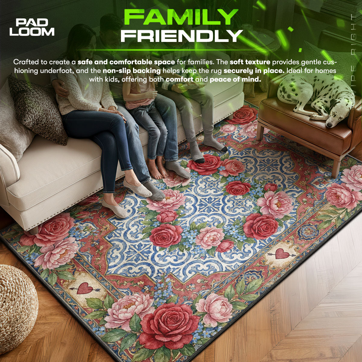 Area character design printed on rug