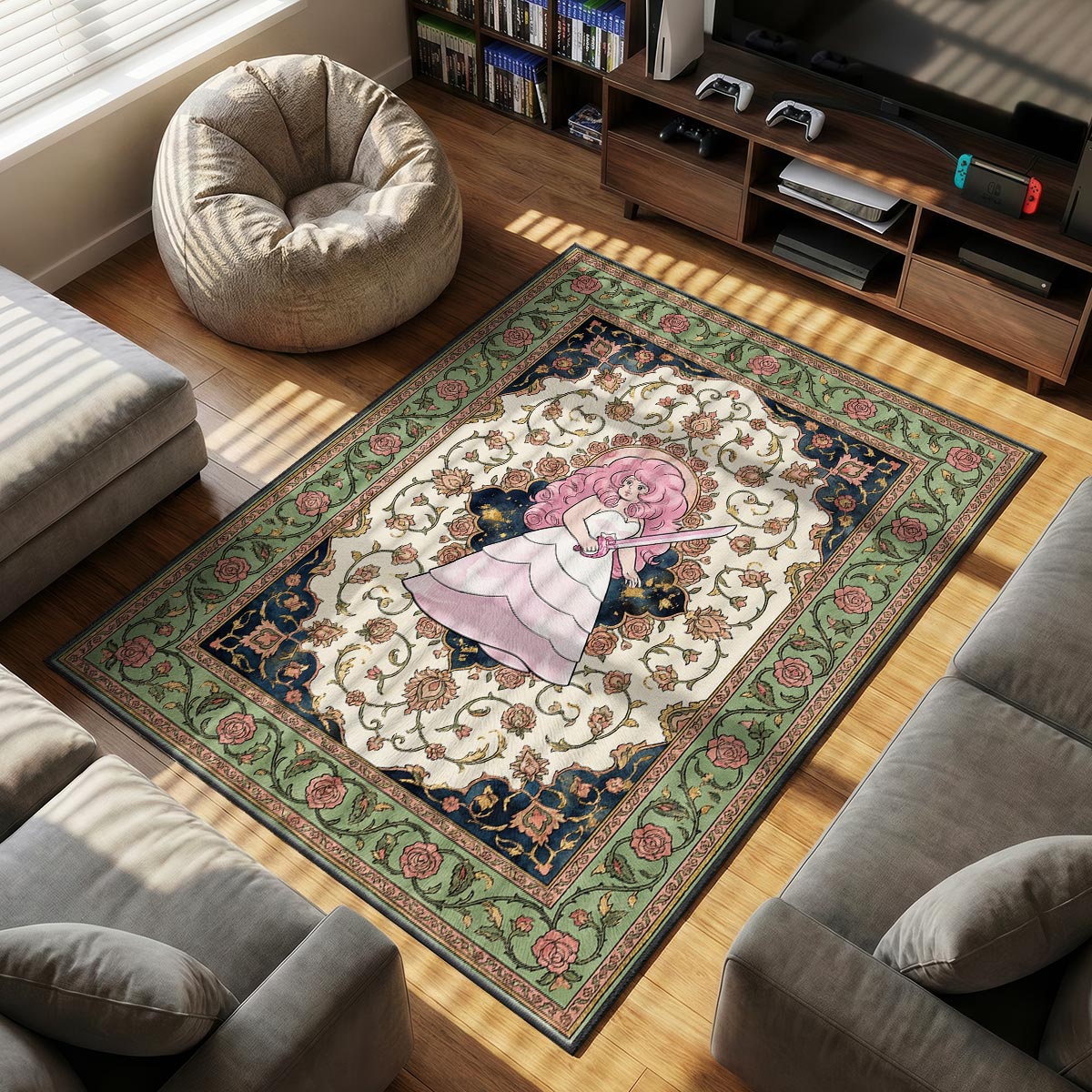 Rose Quartz Sword Steven Universe Cartoon Area rug — main product view
