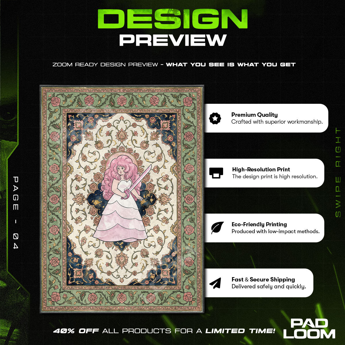 Rose Quartz themed area rug for home decor fans