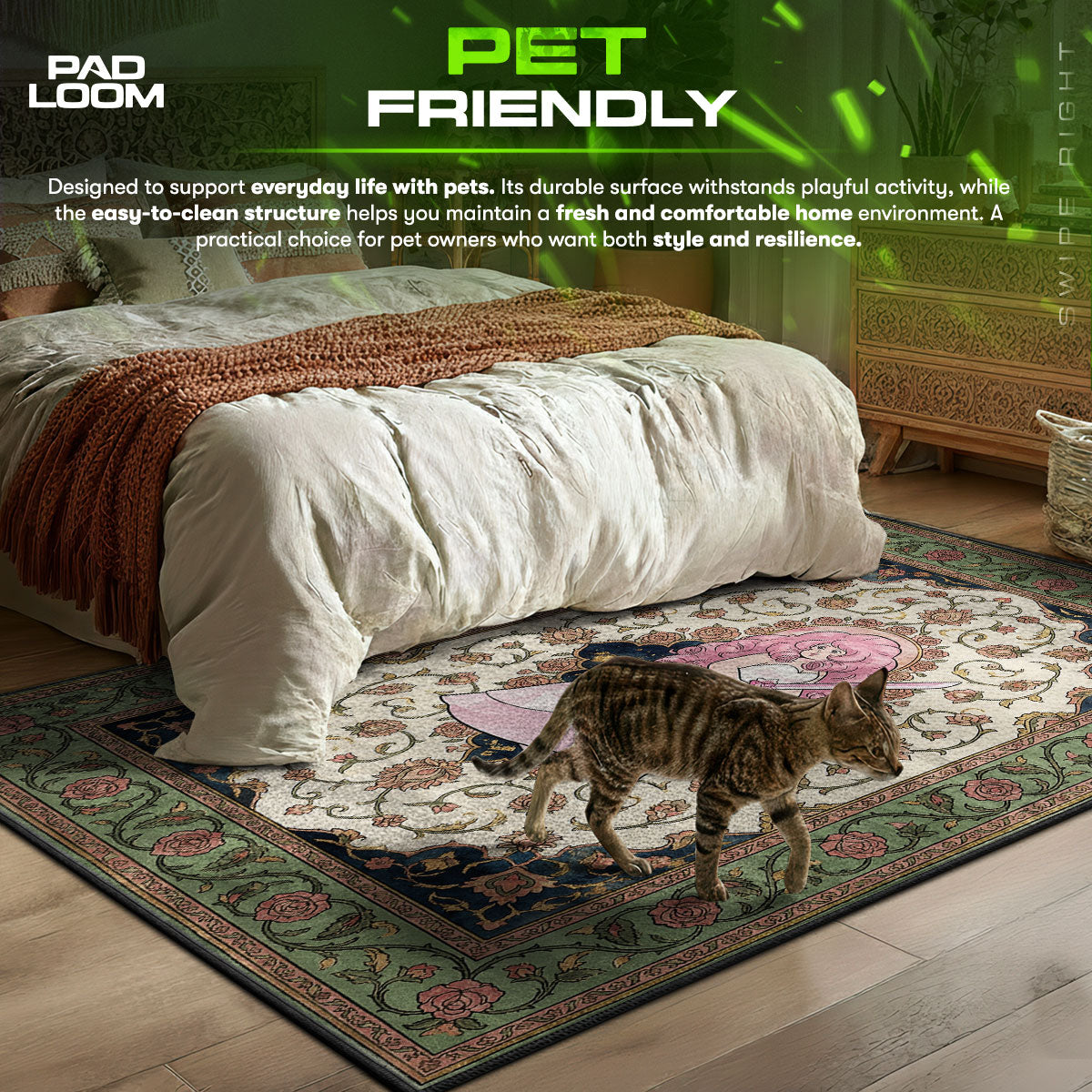 Area character design printed on rug