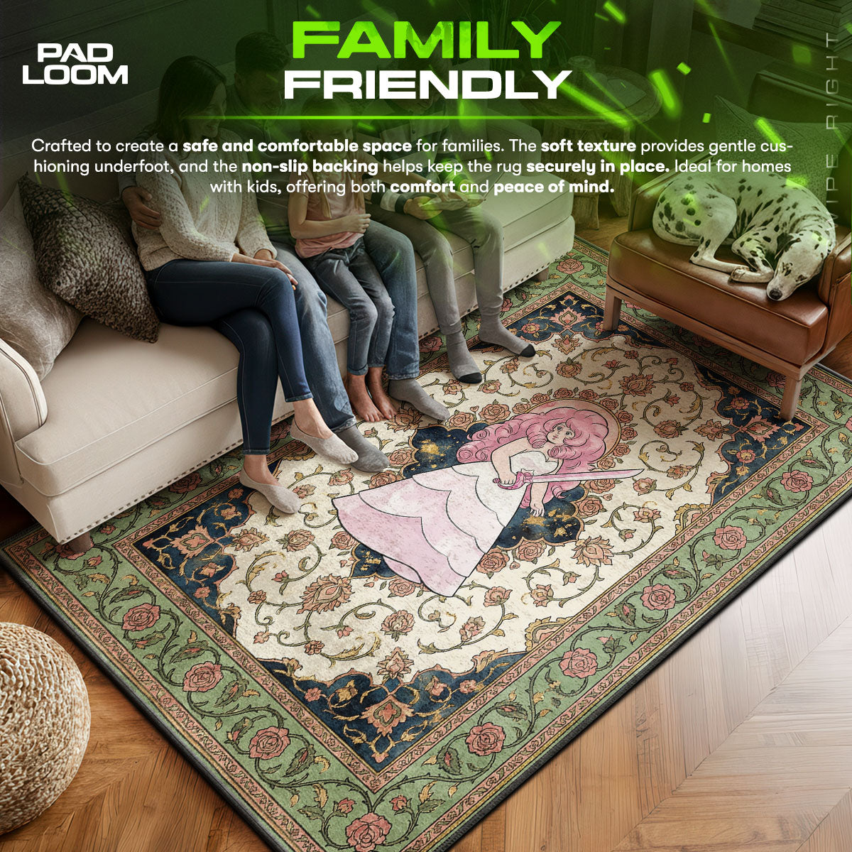 Detailed close-up of Rose rug pattern