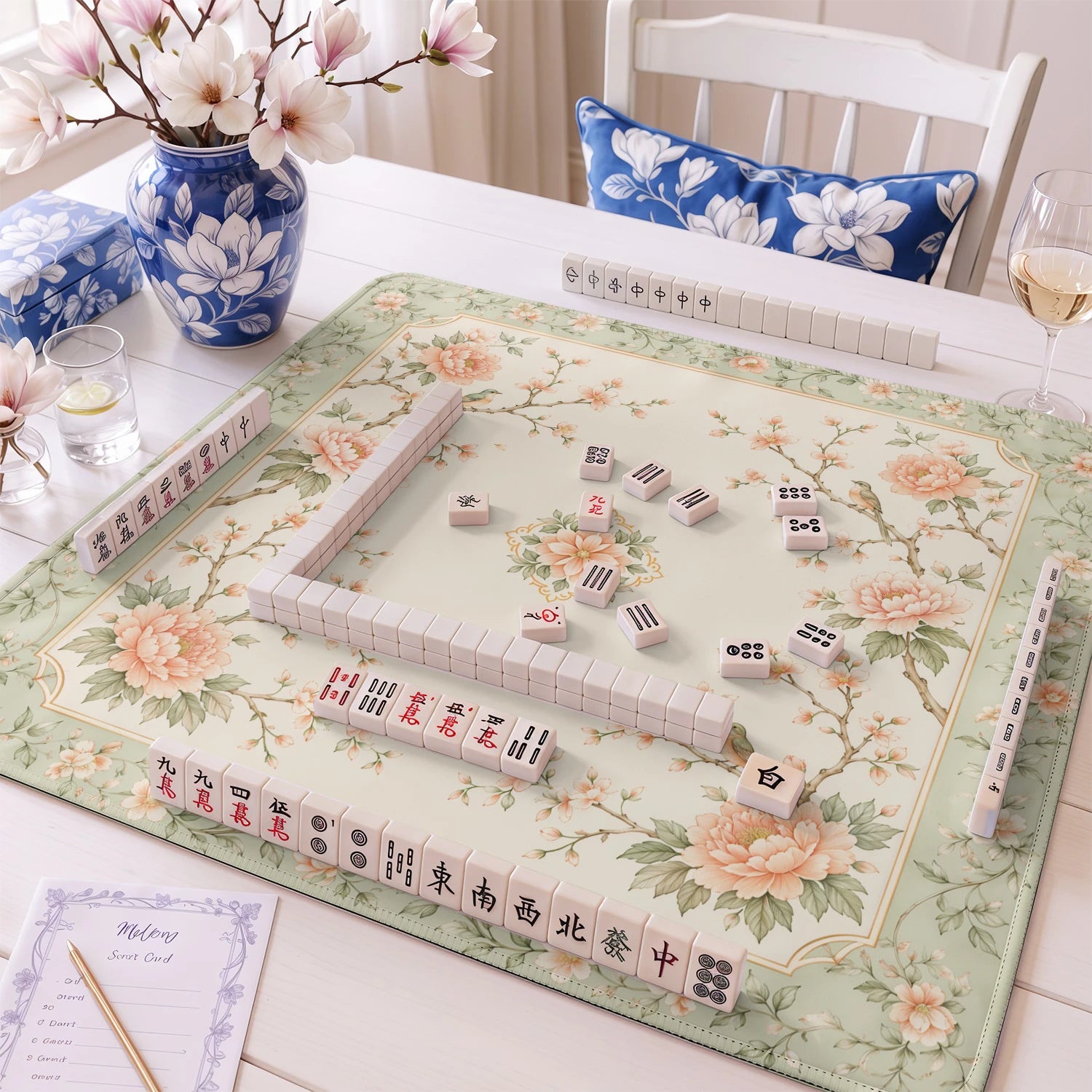 Rose Swallow mahjong mat – M (60x60 cm) and L (81x81 cm) sizes