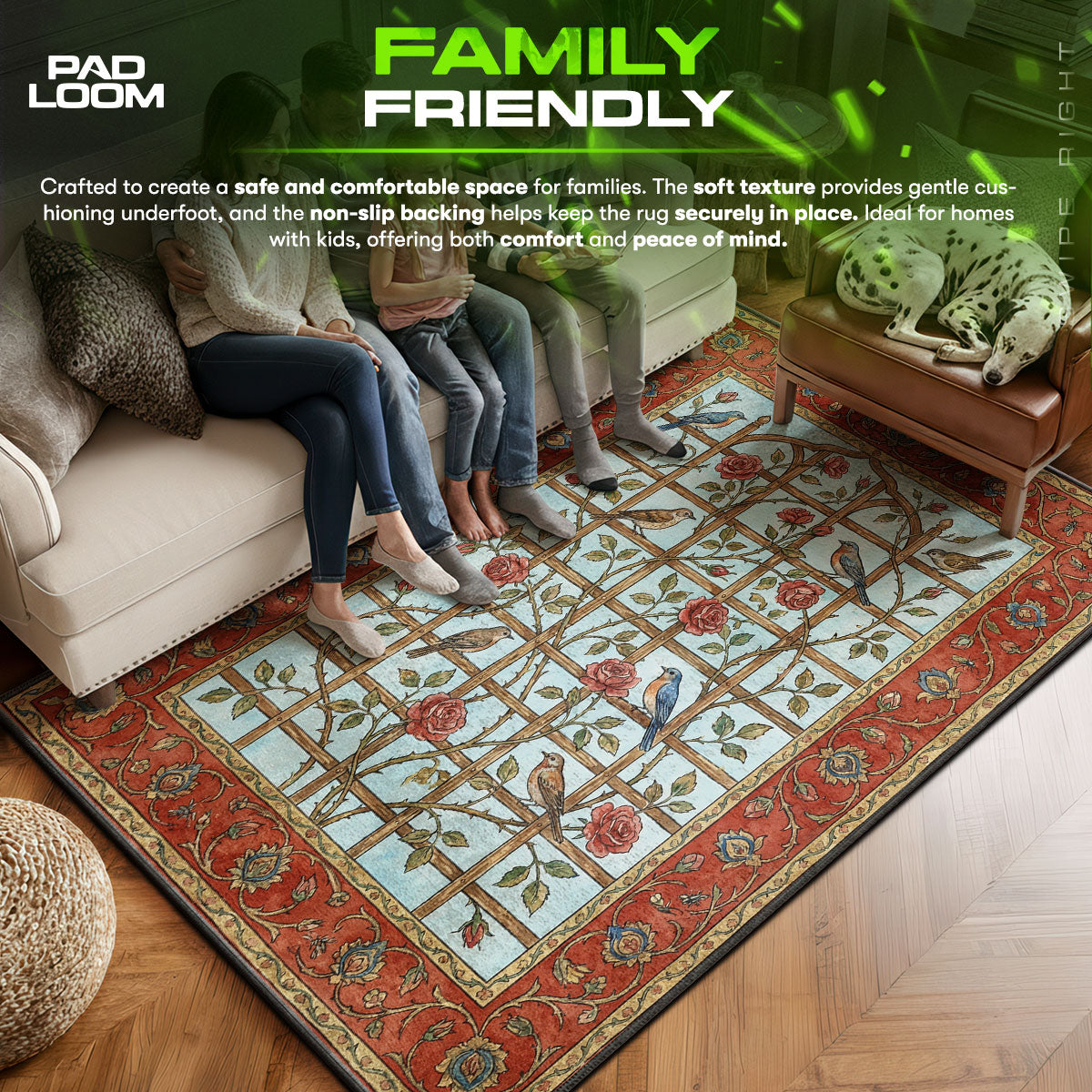 Area character design printed on rug