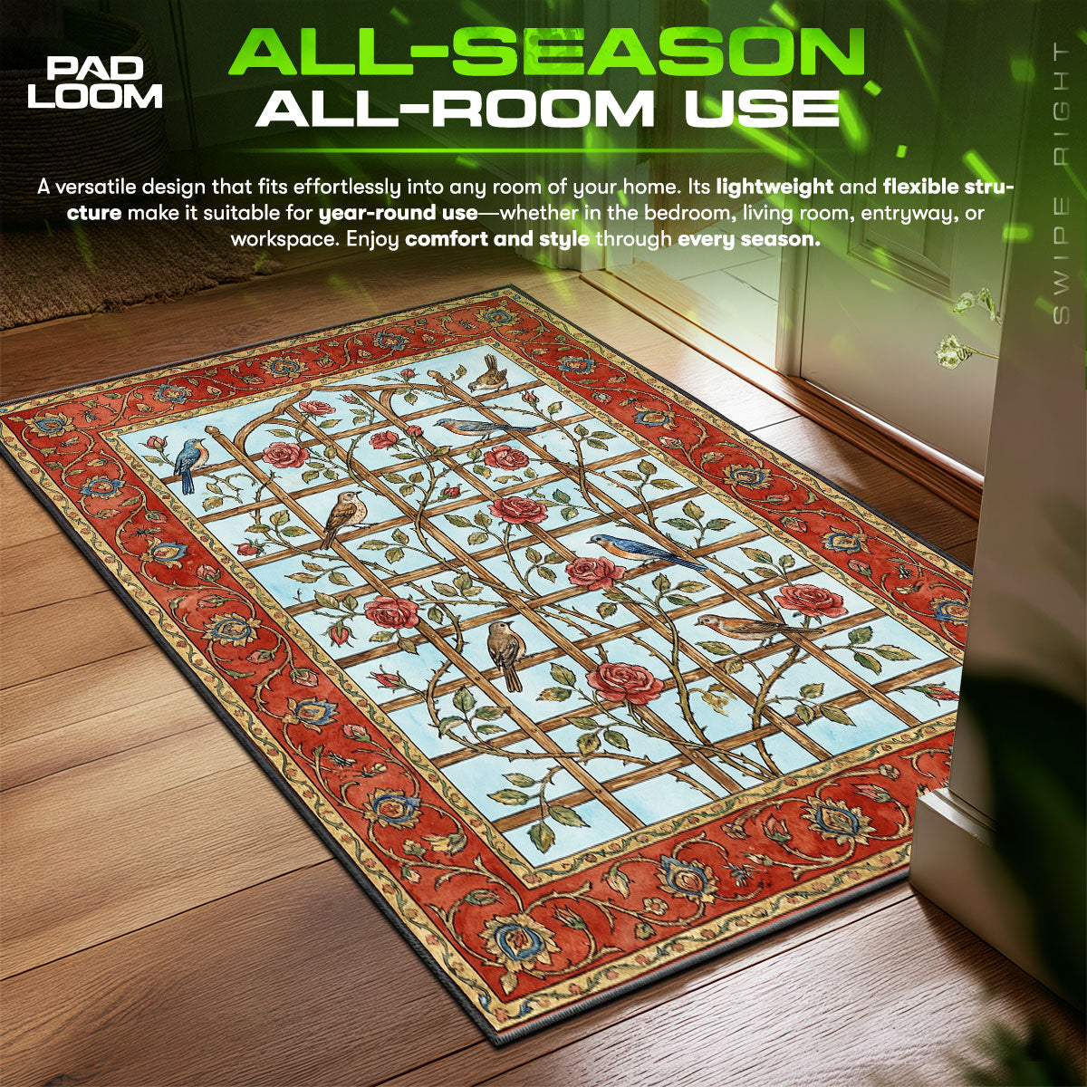 Detailed close-up of Rose rug pattern