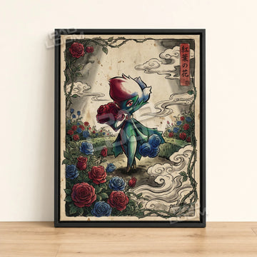 Roserade Bouquet Pokemon poster - framed canvas wall art in a black frame