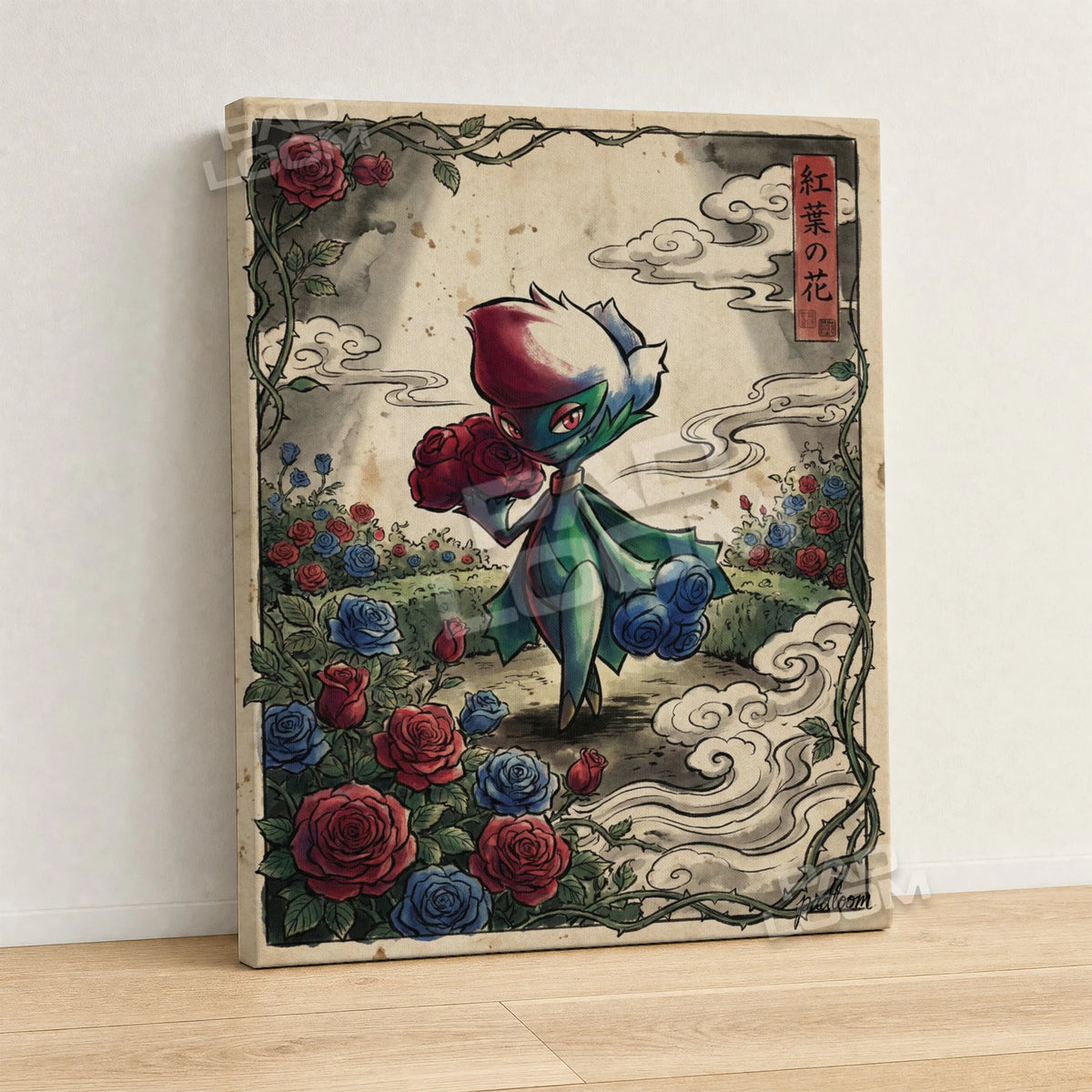 Roserade Bouquet Pokemon canvas wall art - gallery-wrapped canvas print, side view