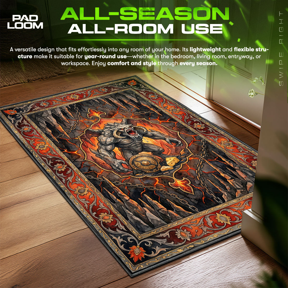 Roshan Pit Guardian Dota Chair fan rug — premium quality print